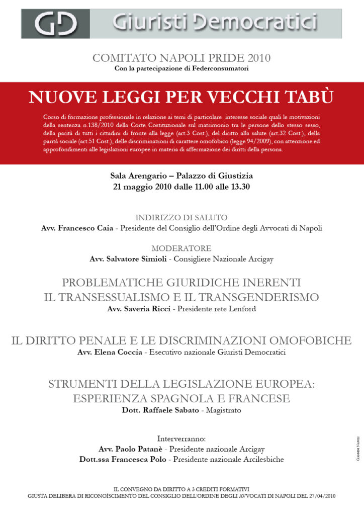 Nuove leggi per vecchi tabù – convegno