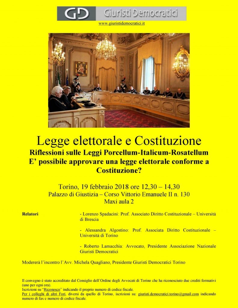 Legge elettorale e Costituzione – Convegno