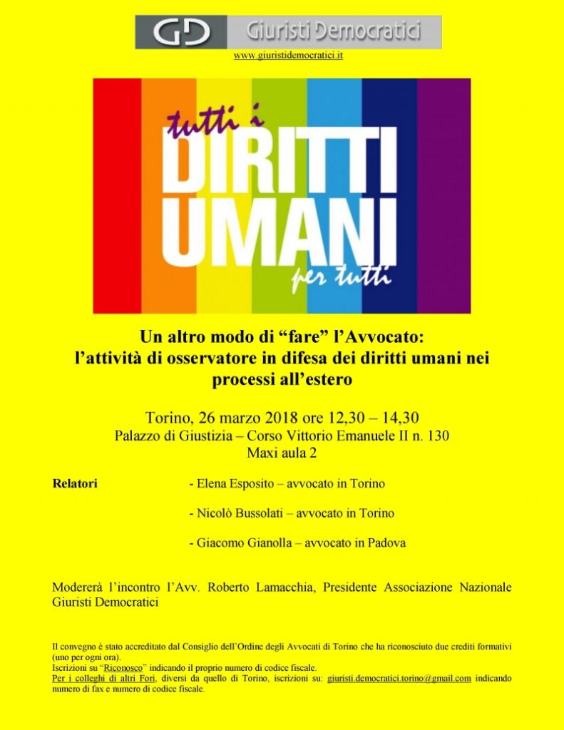 Prosegue l’impegno dei Giuristi democratici come osservatori internazionali