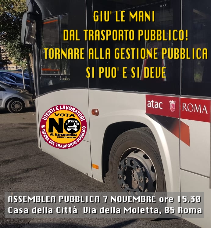 I Giuristi Democratici di Roma per il No all’affidamento ai privati del servizio di trasporto pubblico