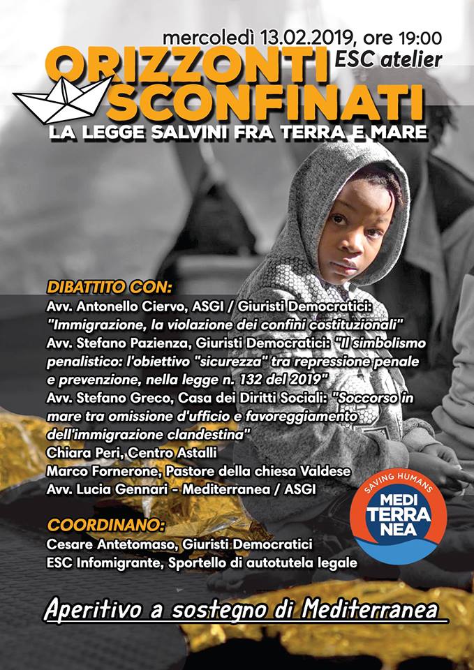 Orizzonti sconfinati: la legge Salvini fra terra e mare – Roma, 13.2.’19, ore 19