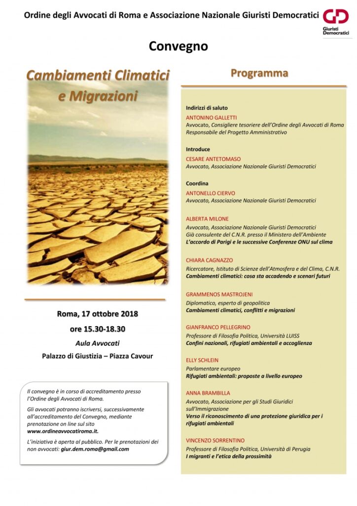 Pubblicati gli atti del convegno “Cambiamenti climatici e migrazioni”