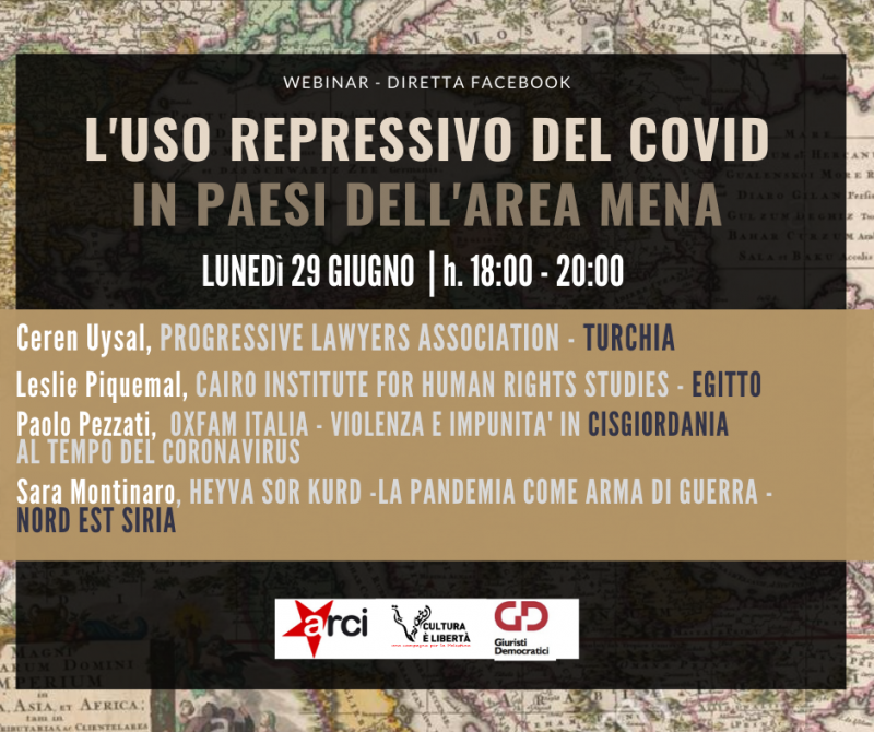 Lun. 29.6.’20, ore 18: L’uso repressivo del Covid nei Paesi di Medioriente e Nordafrica – Webinar