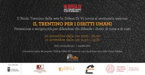19, 20 e 21 novembre: Il Trentino per i diritti umani