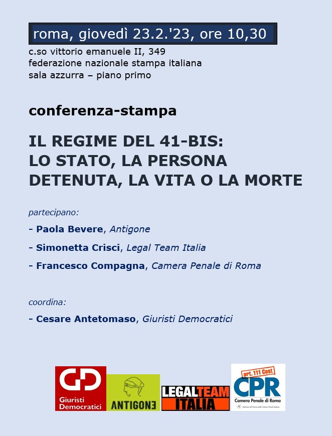 I Giuristi Democratici per la vita di Alfredo Cospito