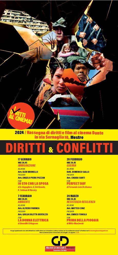 Dal 17.1.’24 a Venezia-Mestre parte la rassegna di diritti e film “DIRITTI & CONFLITTI”