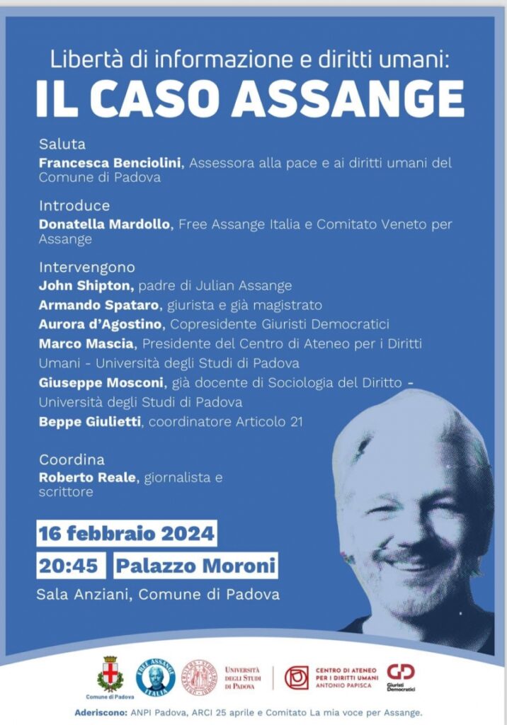 ASSANGE – Continuano le mobilitazioni e gli approfondimenti. venerdì 16 febbraio a Padova