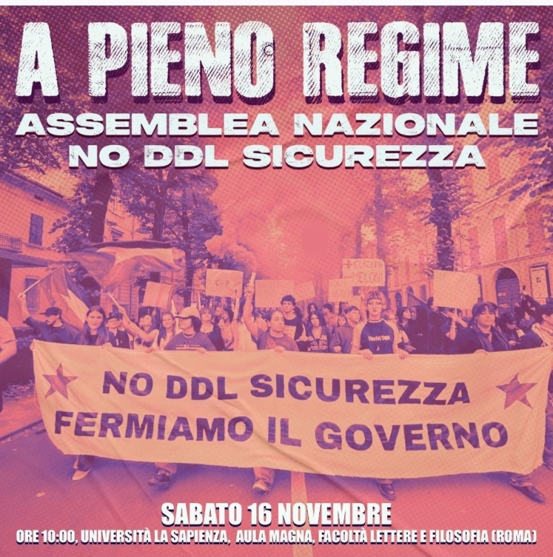 Verso l’assemblea nazionale contro il DDL Sicurezza – Comunicato finale Assemblea generale Giuristi Democratici