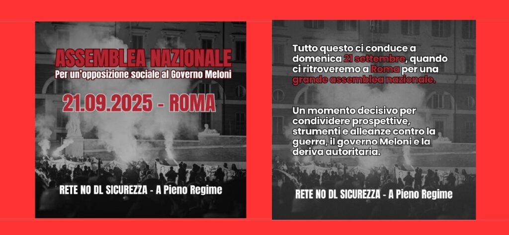 Report finale Assemblea nazionale Rete a pieno regime – Roma 21 settembre 2025