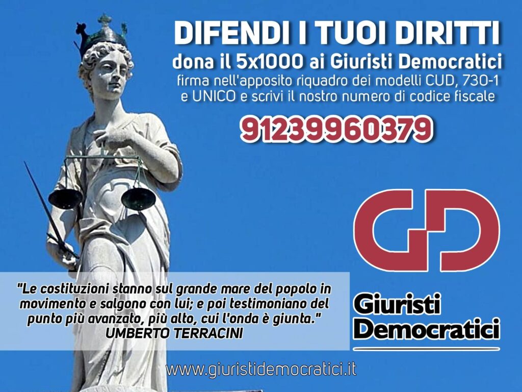 Devolvi ai Giuristi Democratici il tuo 5 per mille